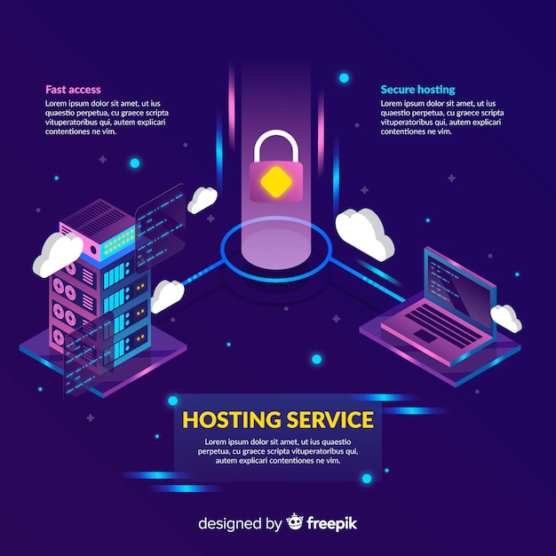 Vorhängeschloss-hosting-service-hintergrund Kostenlosen Vektoren