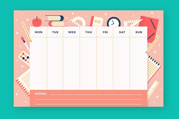 Vorlage Fur Den Stundenplan Fur Den Schulanfang Kostenlose Vektor