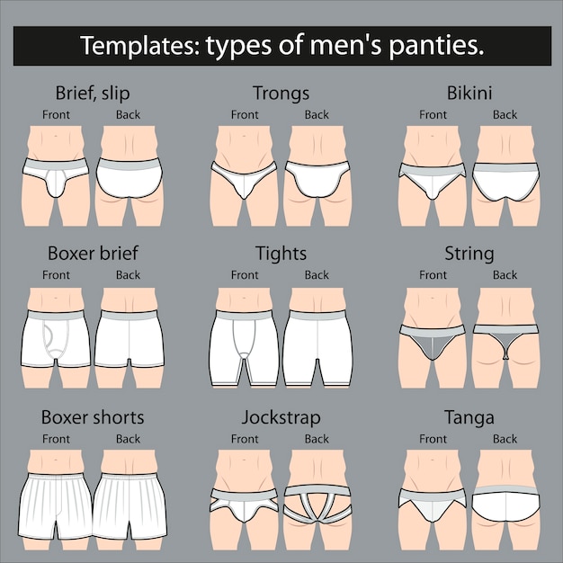 Vorlagen Arten Von Herrenunterhosen Attrappe Lehrmodell Simulation Premium Vektor