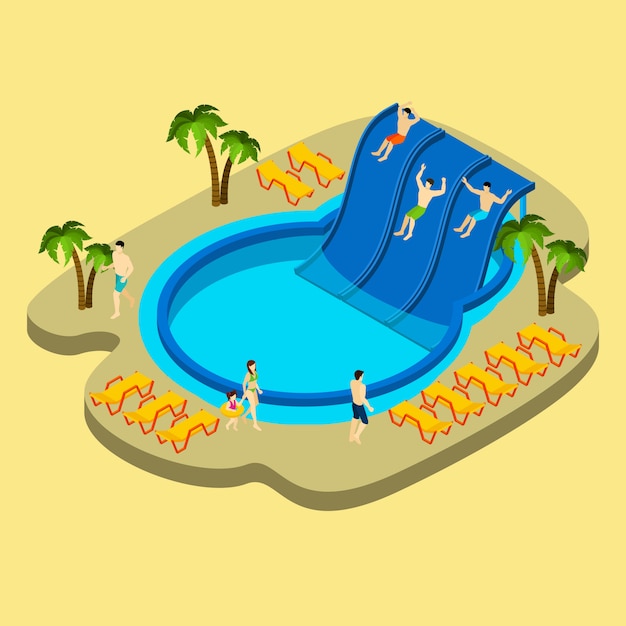 Wasserpark und schwimmen illustration Kostenlosen Vektoren