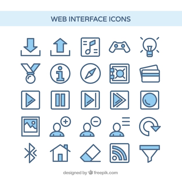 Web-schnittstelle symbole in blauer farbe | Kostenlose Vektor