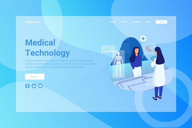 Webseiten-header-medizintechnikillustrationskonzept-landingpage Premium Vektoren