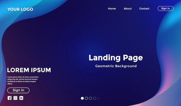 Websiteschablone mit geometrischem hintergrund der modernen form Premium Vektoren