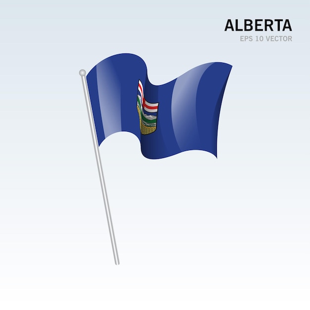 Wehende Flagge Der Provinzen Von Alberta In Kanada Auf Grauem Hintergrund Isoliert Premium Vektor