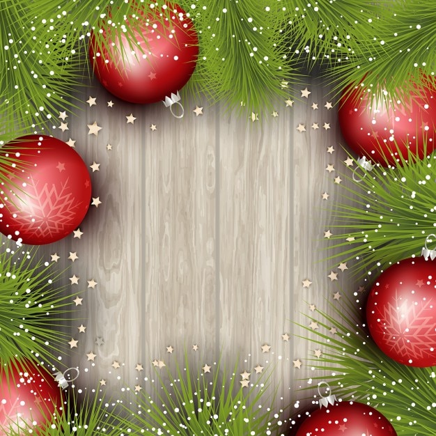 Weihnachten Hintergrund mit Tannenzweigen Kugeln und Sterne auf einem