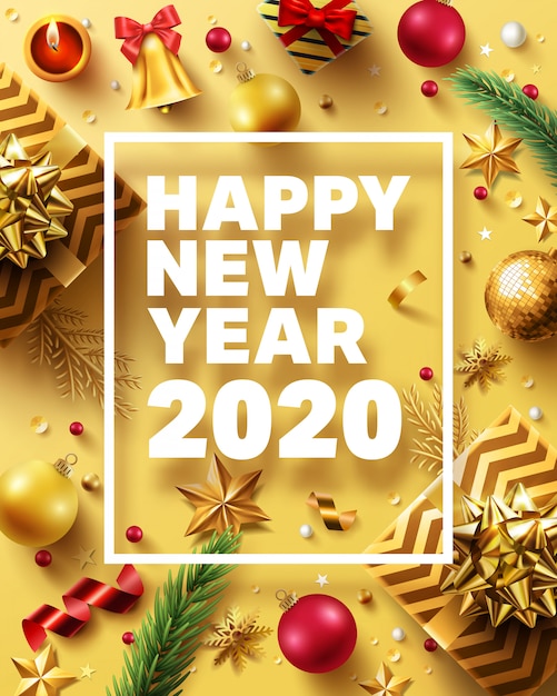Weihnachten Und Neujahr Golden Premium Vektor
