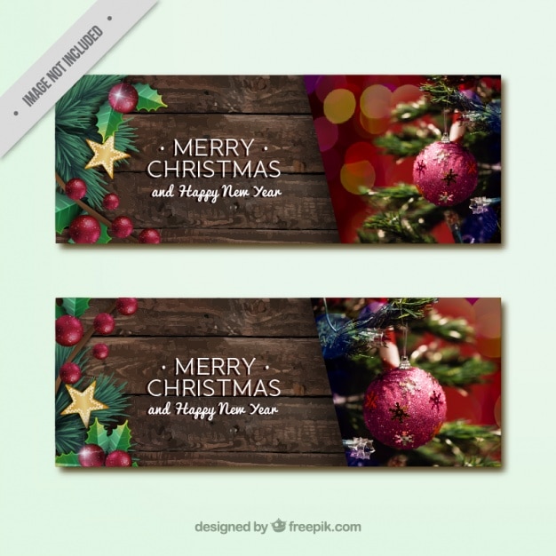 Weihnachten und neujahr banner pack | Kostenlose Vektor