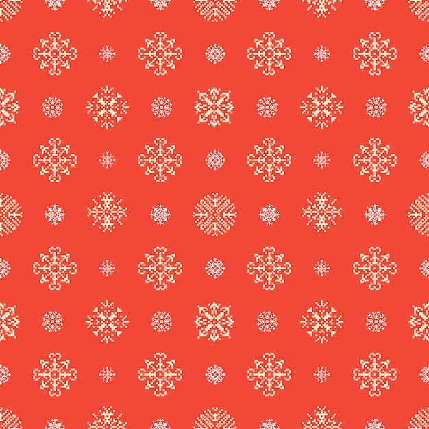 Weihnachten Winterferien Schneeflocken Pixel Nahtloser Hintergrund Muster Premium Vektor