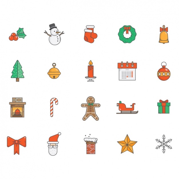 Weihnachtsicons sammlung Kostenlose Vektor