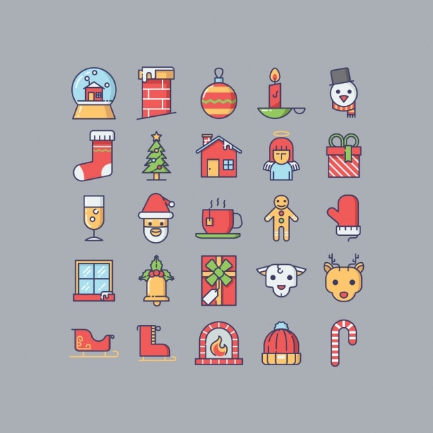 Weihnachtsicons sammlung Kostenlose Vektor