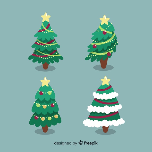 weihnachtsbäume festgelegt  kostenlose vektor