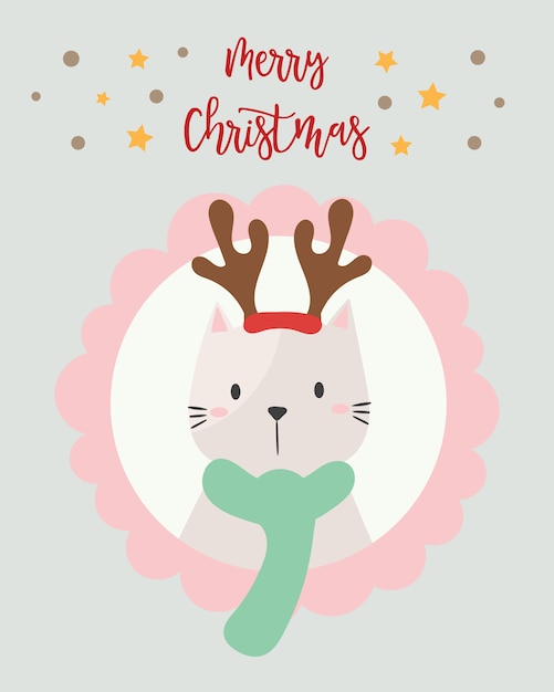 Weihnachtskarte Susse Katze Premium Vektor