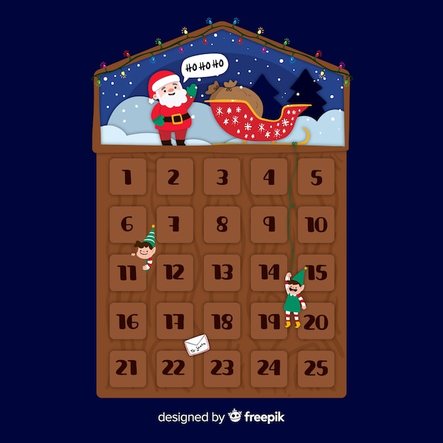 Weihnachtsmann adventskalender | Kostenlose Vektor