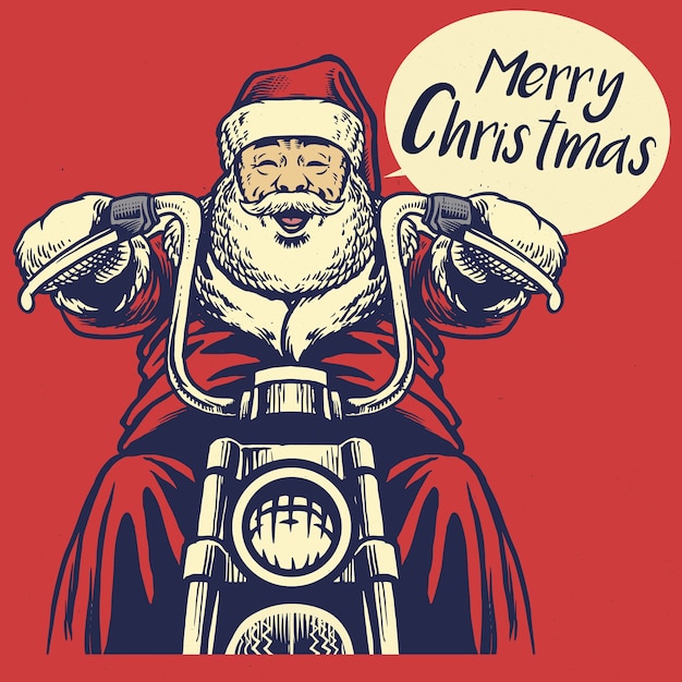 Weihnachtsmann fährt ein motorrad PremiumVektor