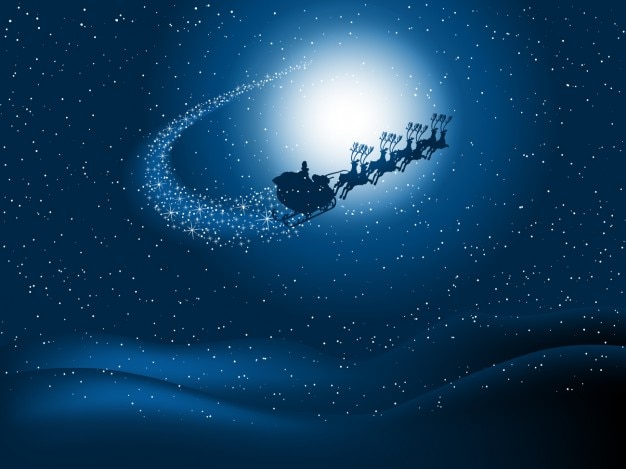 Weihnachtsmann Schlitten Auf Sternenhimmel Hintergrund Kostenlose Vektor