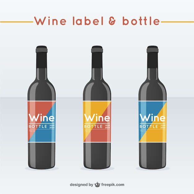 Weinflaschen Mit Etiketten Kostenlose Vektor