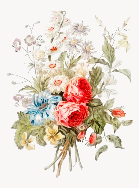 Weinleseillustration Des Blumenstrausses Der Blumen Kostenlose Vektor