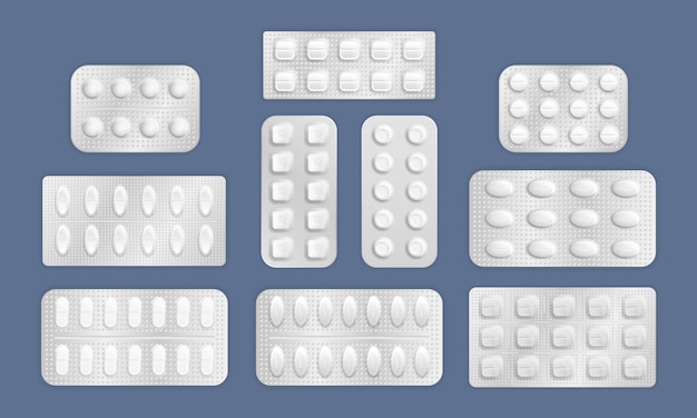 Weisse 3d Blisterpackung Der Tablette Realistische Tabletten In Der Verpackung Zur Behandlung Von Krankheiten Und Schmerzen Realistische Medizin Antibiotika Verpackung Medizin Pillen Und Kapselpackungen Weisse 3d Medikamente Und Vitamine