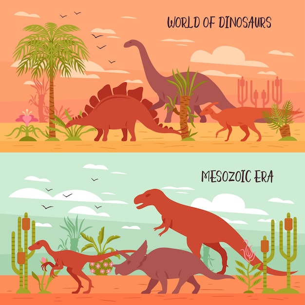 Welt der dinosaurierillustration Kostenlosen Vektoren
