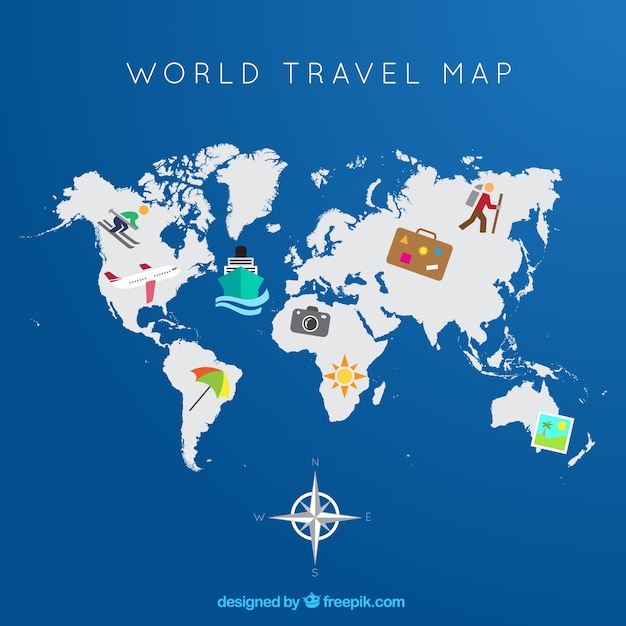 Welt reise-karte | Premium-Vektor