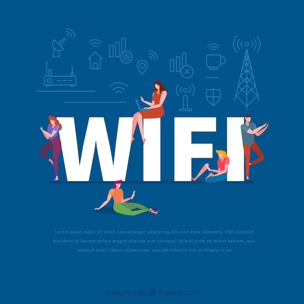 Wifi-wort-konzept Kostenlosen Vektoren