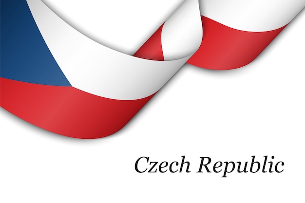 Winkendes Band Oder Banner Mit Flagge Der Tschechischen Republik Premium Vektor
