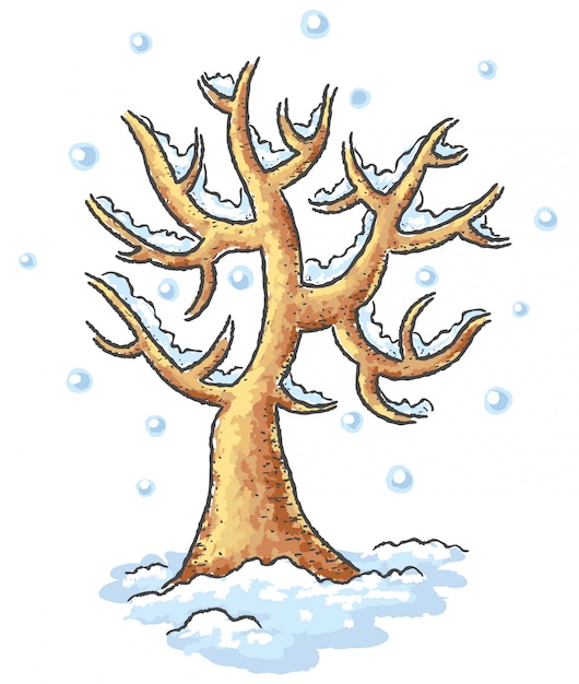 Winter Baum Zeichnen Premium Vektor