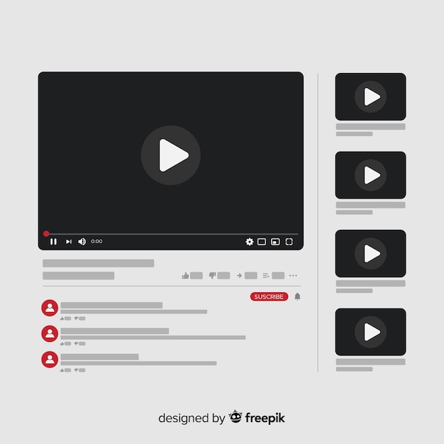 Youtube Video Player Vorlage Vektorisiert Kostenlose Vektor