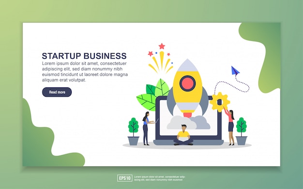 Zielseitenvorlage des startup-unternehmens. modernes flaches konzept des entwurfes des webseitenentwurfs für website und bewegliche website Premium Vektoren