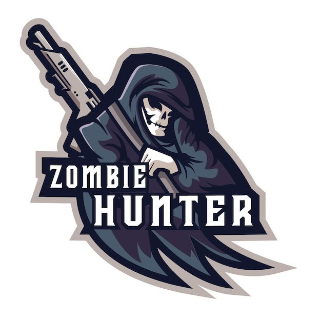 Zombie Hunter E Sports Logo Premium Vektor