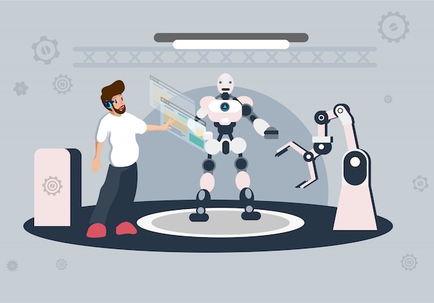 Zukünftige technologie der illustration der künstlichen intelligenz Premium Vektoren