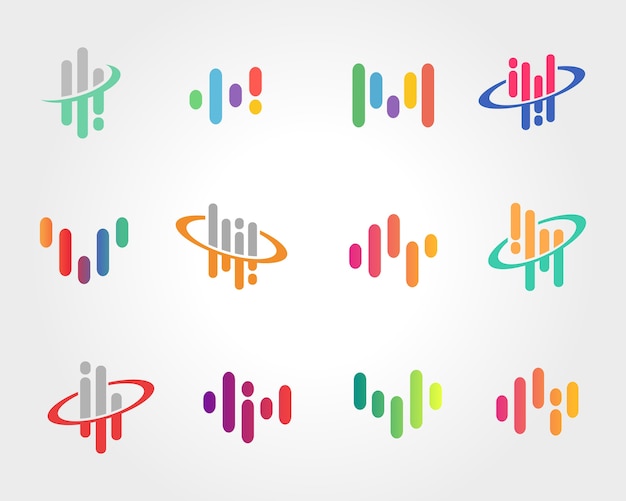 Zusammenfassung sound wave symbol design Premium Vektoren