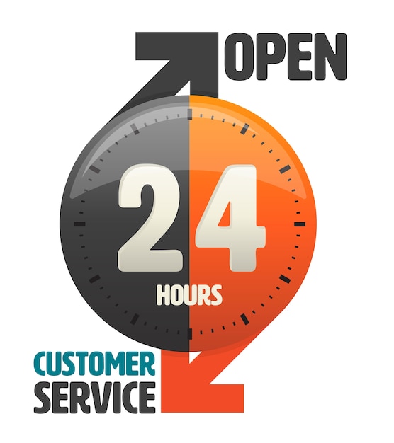 24 horas de serviço ao cliente aberto Vetor Premium