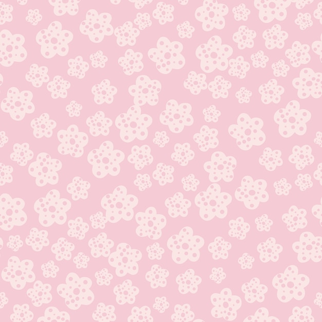 A camomila simples floresce o teste padrão sem emenda no fundo cor-de-rosa. Vetor Premium