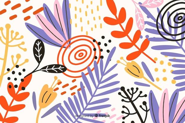 Abstrato mão desenhada fundo tropical Vetor grátis