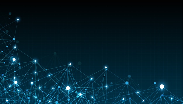 Abstratos, futurista, conectando, pontos, e, linha, com, polygonal, fundo Vetor Premium