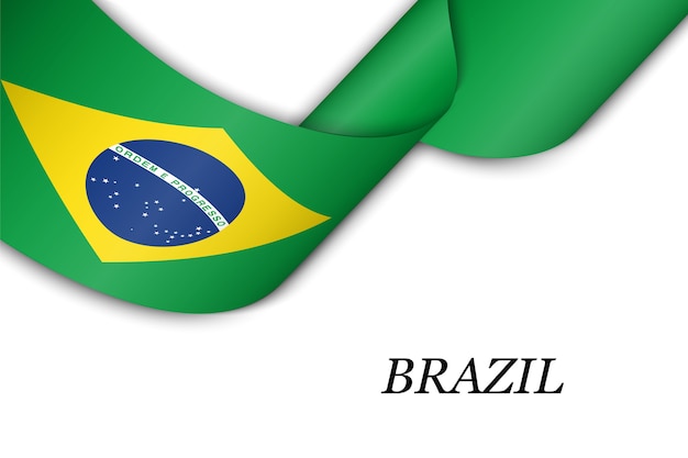 Acenando A Fita Ou Banner A Bandeira Do Brasil Vetor Premium