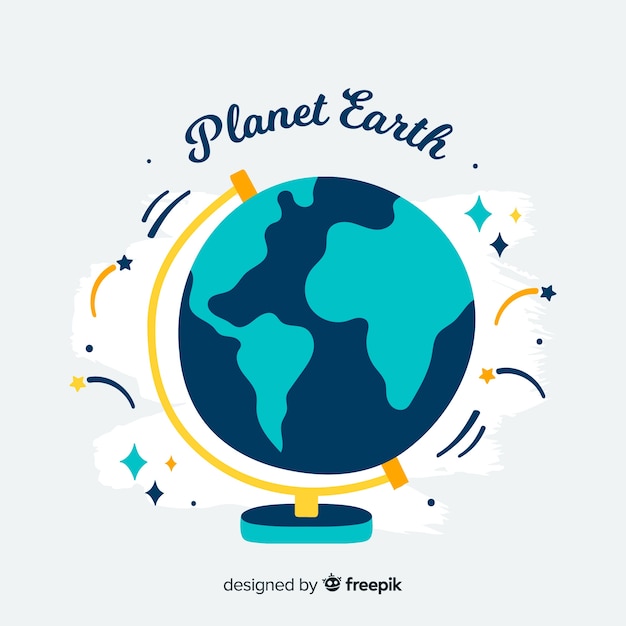 Adorável planeta terra com design plano Vetor grátis