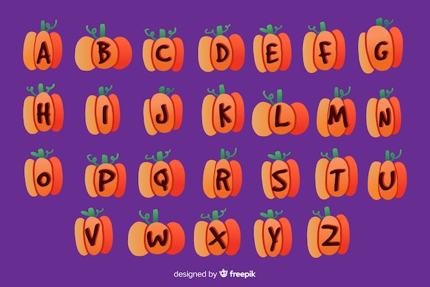 Alfabeto de abóbora de halloween Vetor grátis