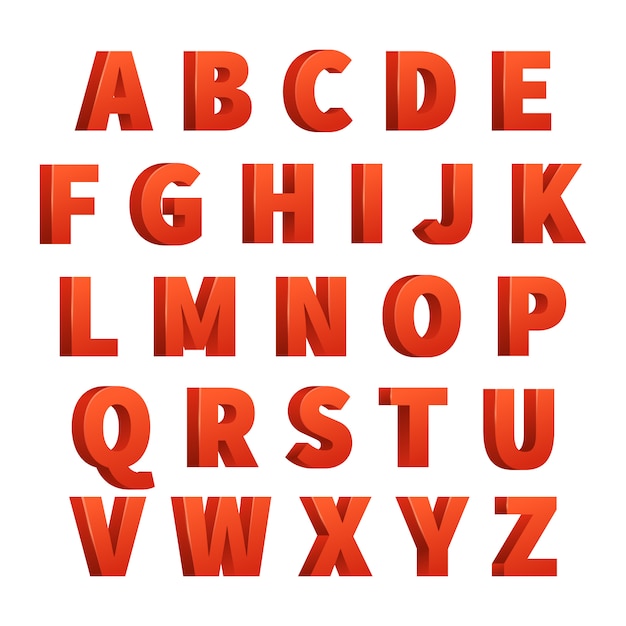 Alfabeto de letras 3d vector vermelho, letras | Vetor Premium
