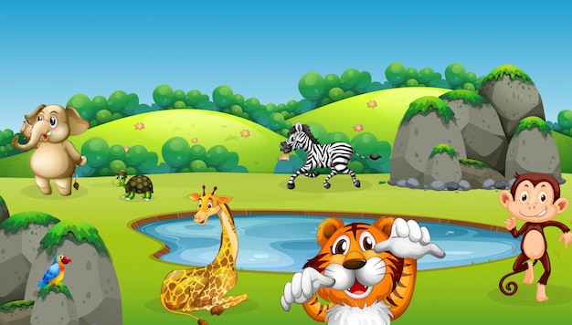 Animal selvagem na natureza Vetor grátis