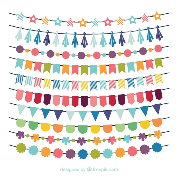 Aniversário multicolor garland coleção Vetor grátis