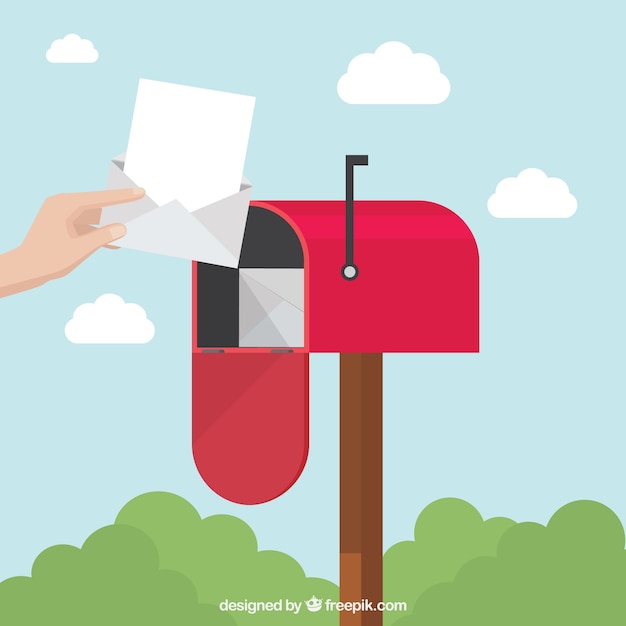Antecedentes da pessoa pegando carta de caixa de correio 