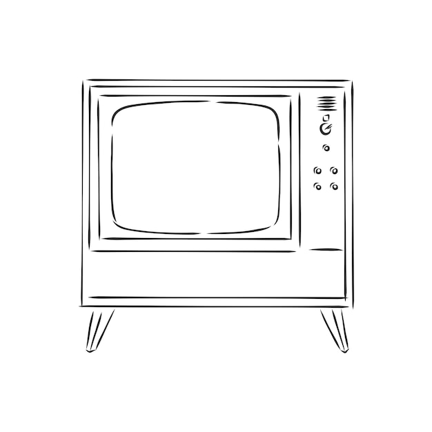 Antigo aparelho de tv desenhado à mão ilustração vetorial vintage Vetor Premium