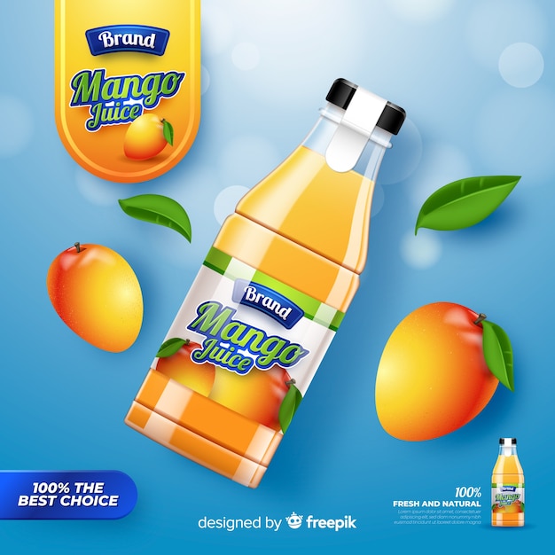 Anúncio de suco de manga realista Vetor grátis