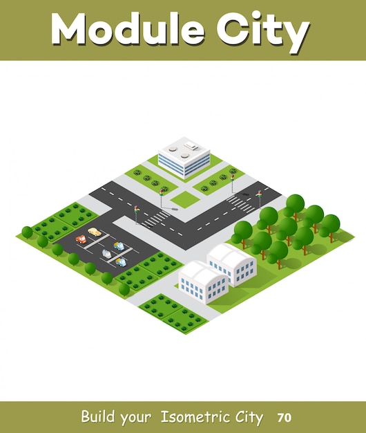 Apartamento isométrico urbano Vetor Premium