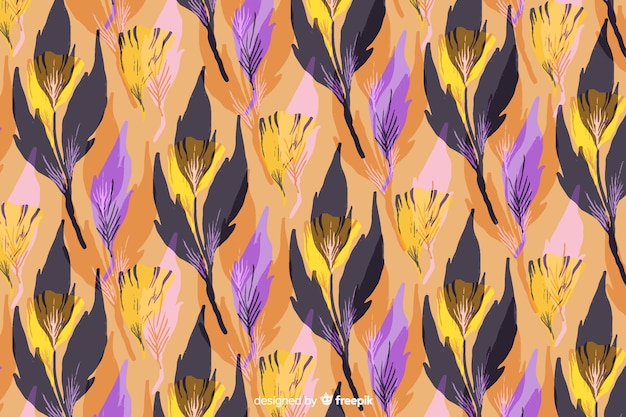 Aquarela floral abstrato com folhas Vetor grátis