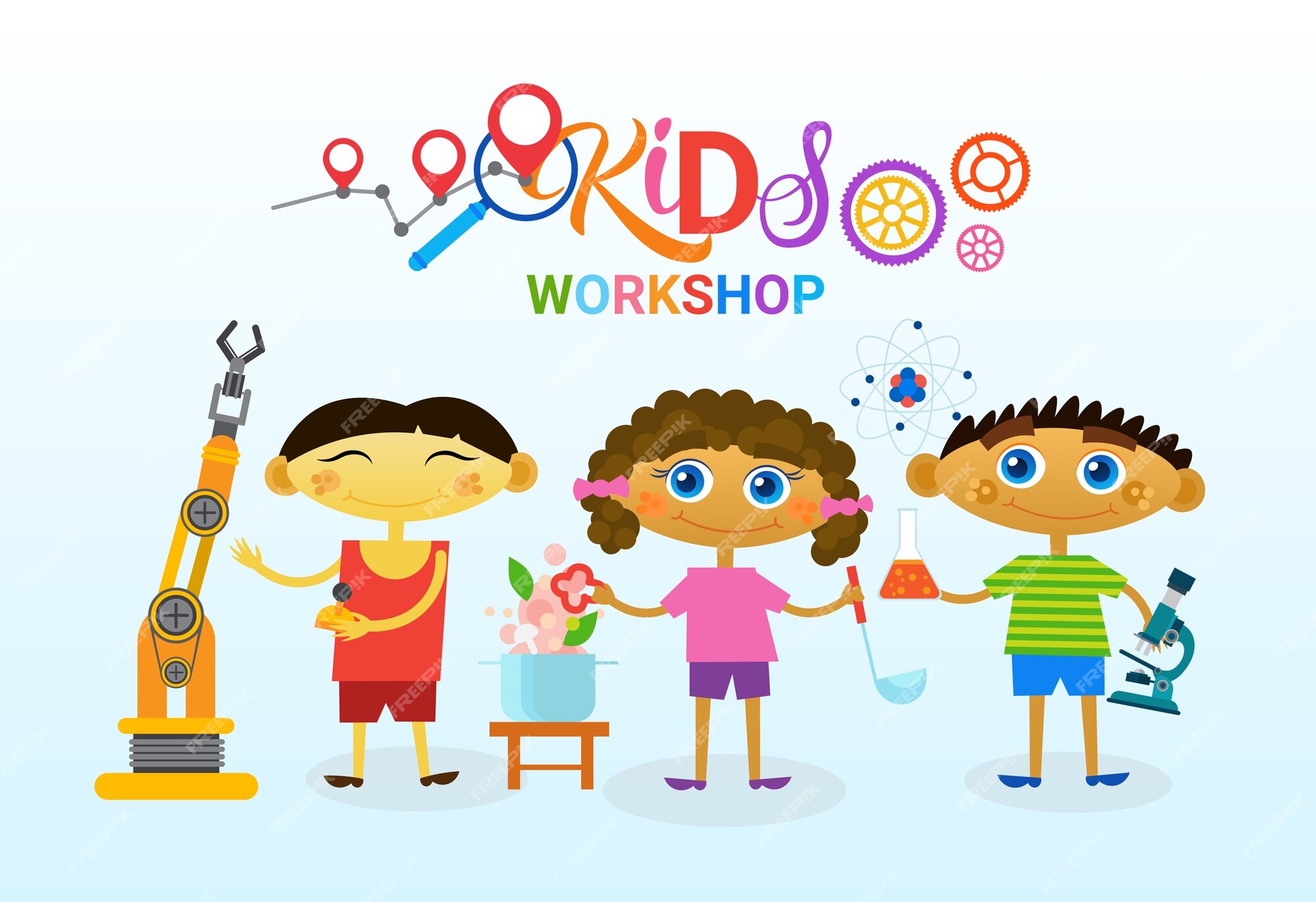 art-classes-for-kids-logo-vetor-premium