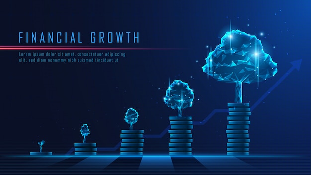 Arte conceitual de crescimento financeiro Vetor Premium