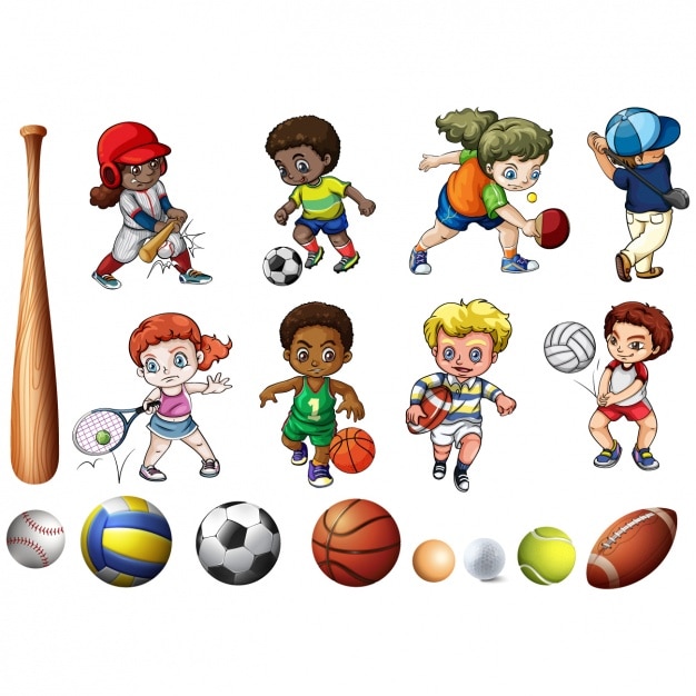 As Crianças Que Praticam Esportes Vetor Premium 2463